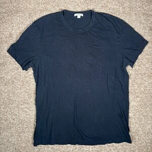 James Perse Standard Crew Neck T-Shirt Mens Size 2 Black Cotton Short Sleeve USA